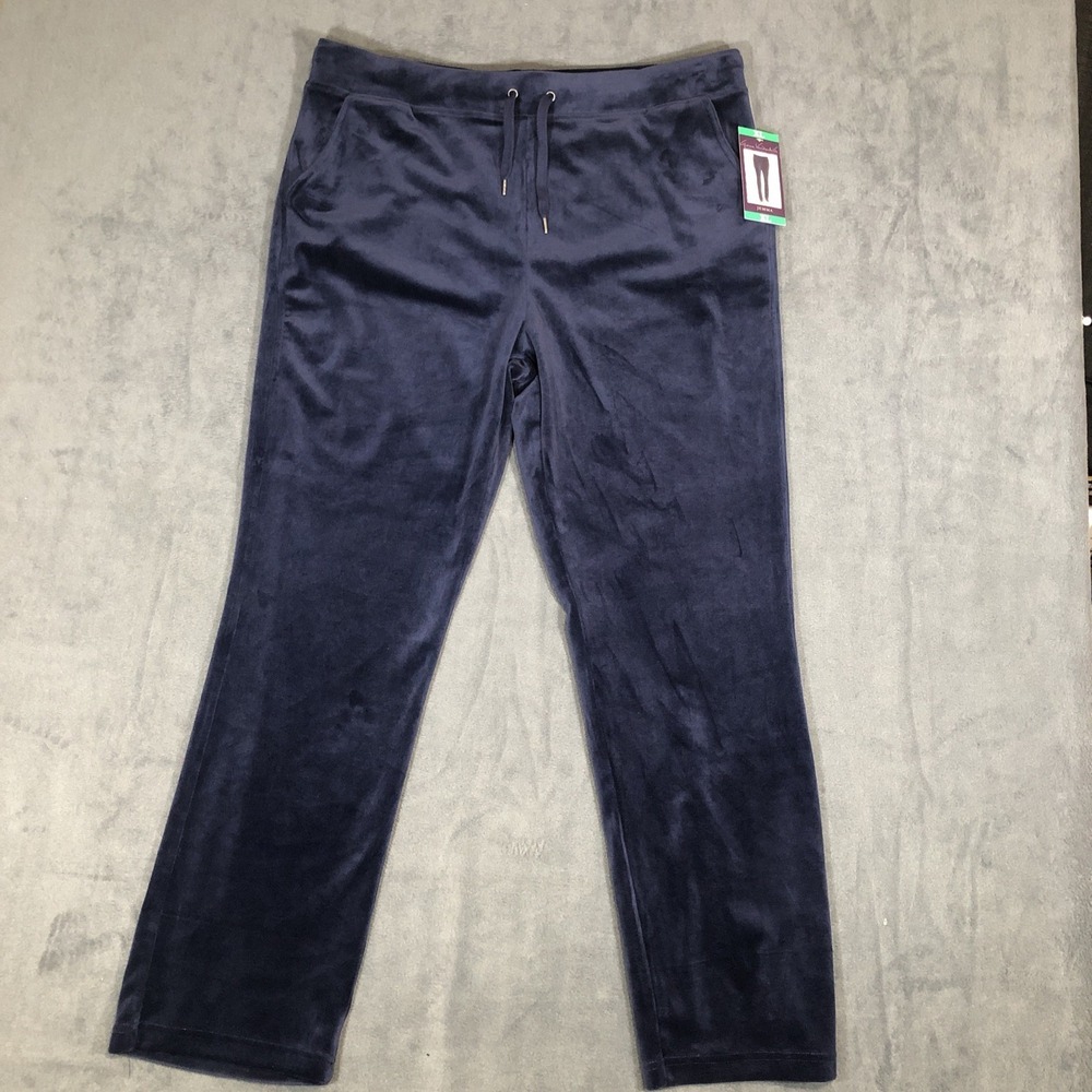 gloria vanderbilt Jemma Sapphire Navy Blue Velour Pants XL New With Tags
